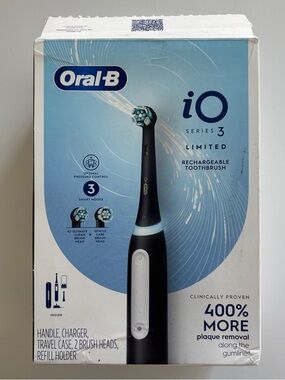 Oral-B iO Series 3 Limited Rechargeable Electric Toothbrush 2 Brush Heads Black
